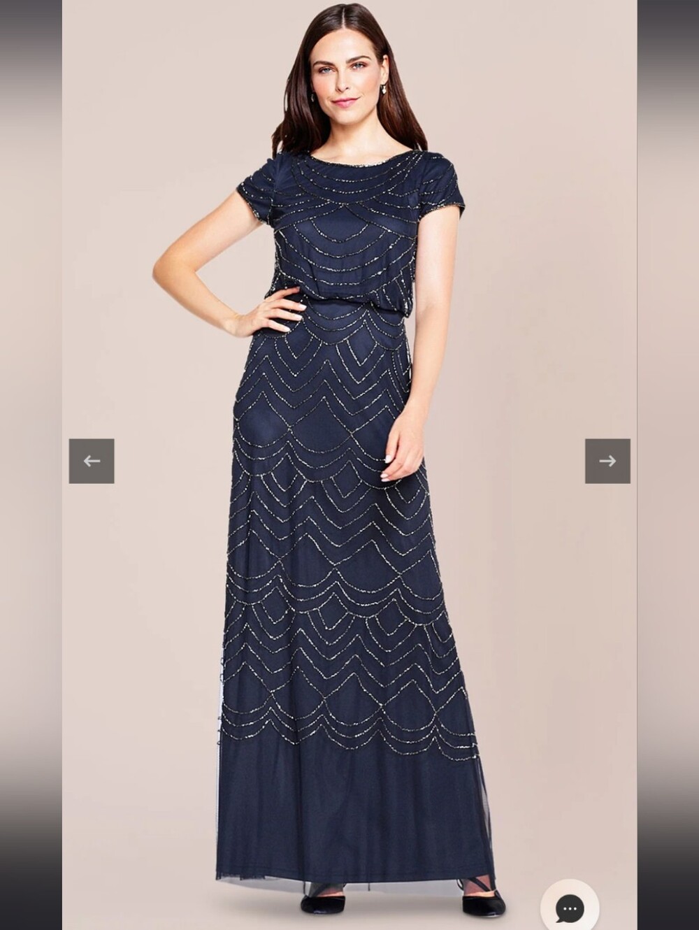 Adrianna Papell Beaded Overlay Maxi Dress in Teal Green New Without Tags